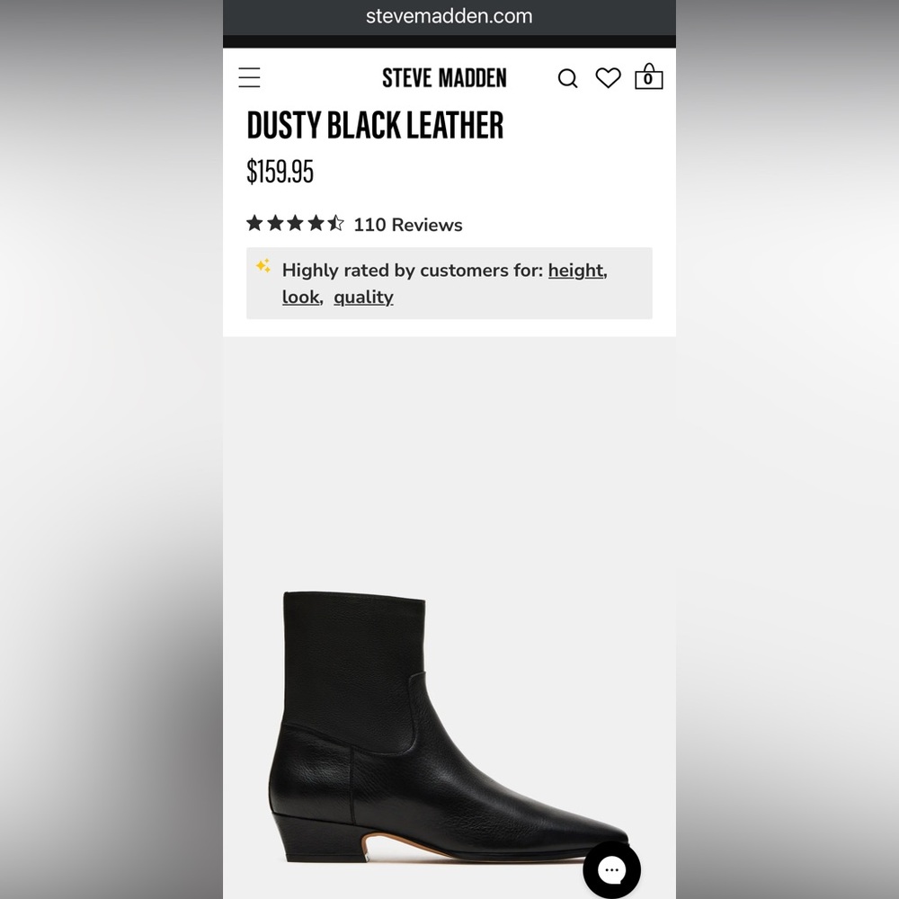 Steve Madden - Dusty - Black Leather Ankle Boots